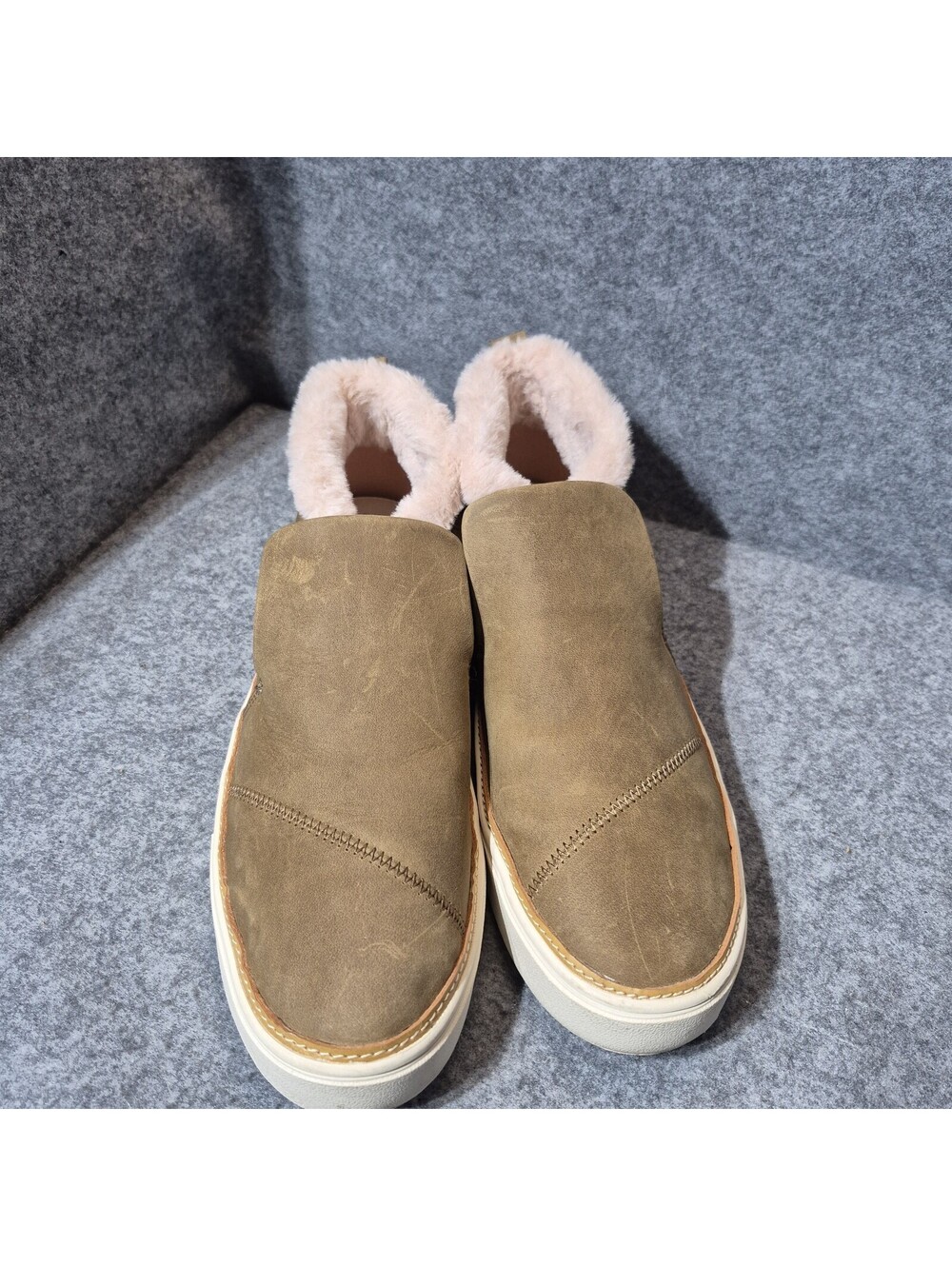 TOMS Women's Brown Suede Faux Fur Lined Slip-On Ankle Bootie US 10